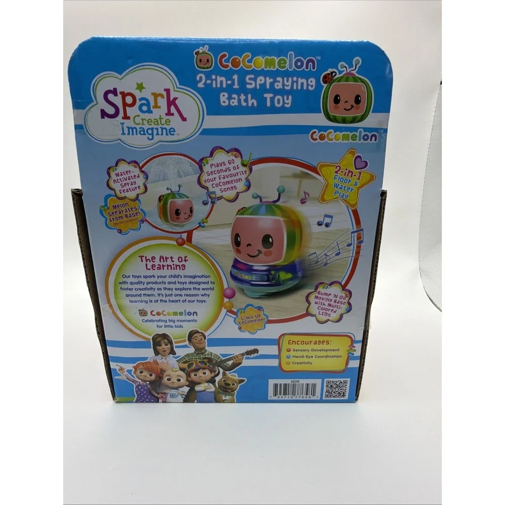 Spark Cocomelon 2-in-1 Spraying Bath Toy With LED Lights Music - NEW SHIPS FAST!